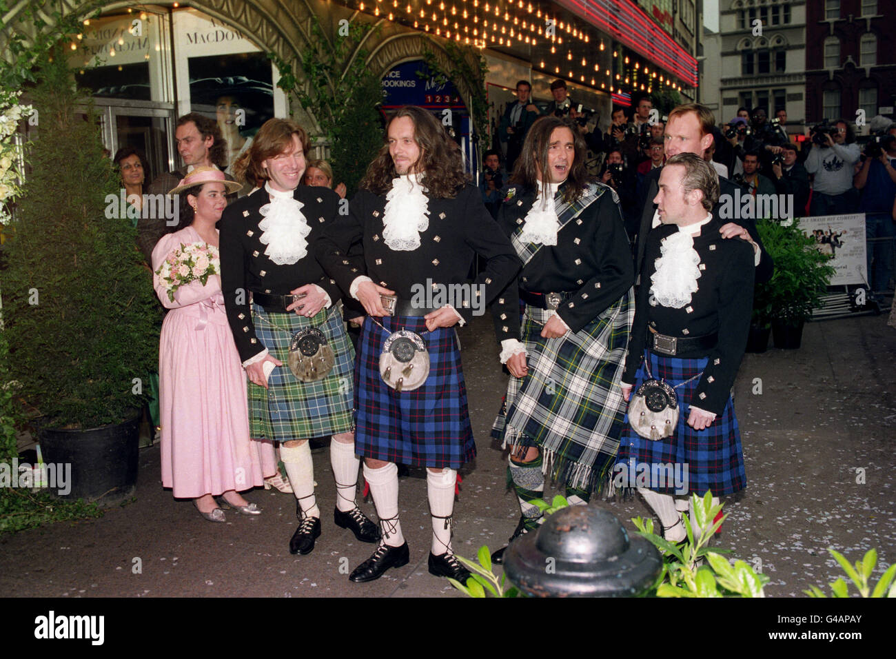 Pop group Wet Wet Wet arrive for the charity premiere of 'Four Weddings and  a Funeral' at the Odeon Leicester Square in London Stock Photo - Alamy