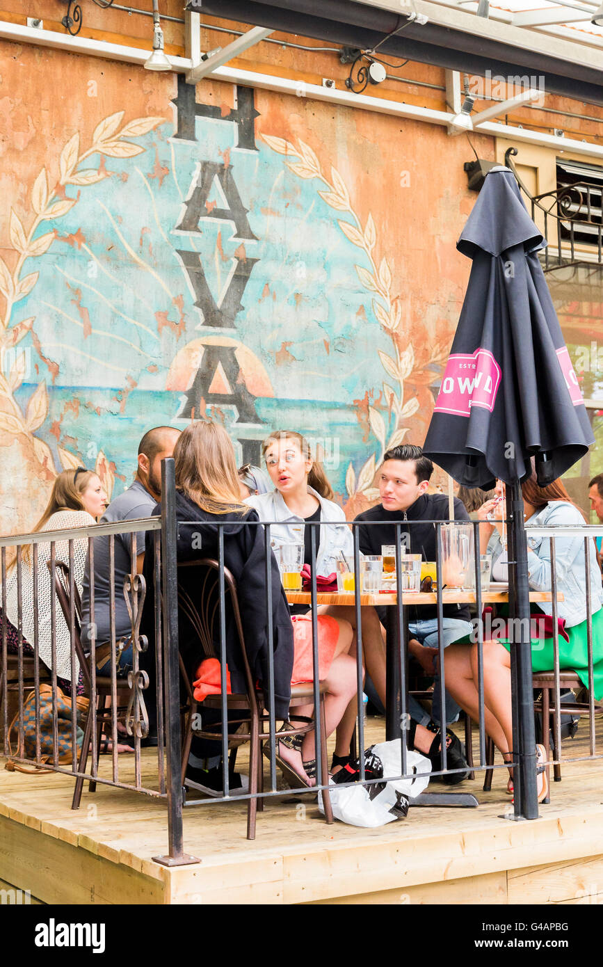 Havana Restaurant patio, Commercial Drive, Vancouver, British Columbia, Canada Stock Photo