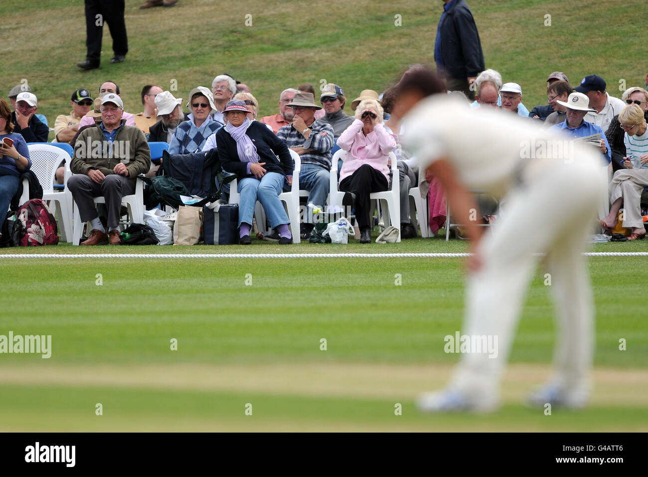 The fans look on at the action between Surrey and Essex Stock Photo