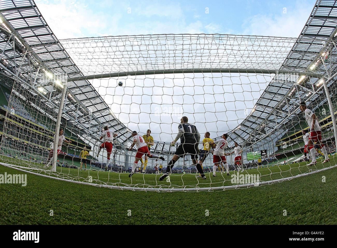 Soccer - Nations Cup - Wales v Scotland - Aviva Stadium. A General view of the match action during the Nations Cup match at the Aviva Stadium, Dublin. Stock Photo