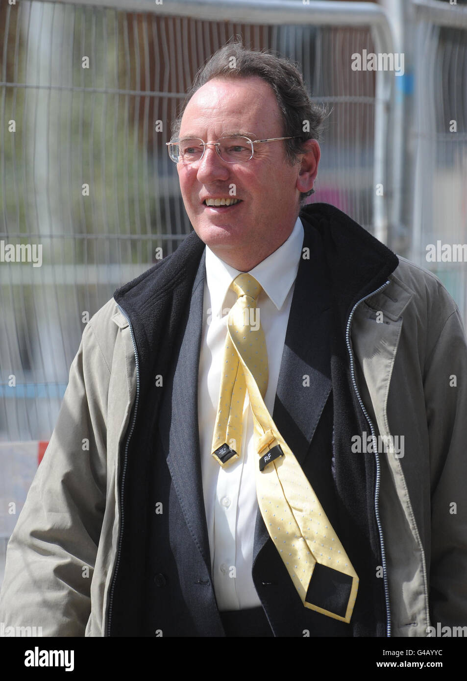 Deputy high court judge James Allen QC outside Bradford Magistrates Court where he is accused of assaulting his wife. Stock Photo