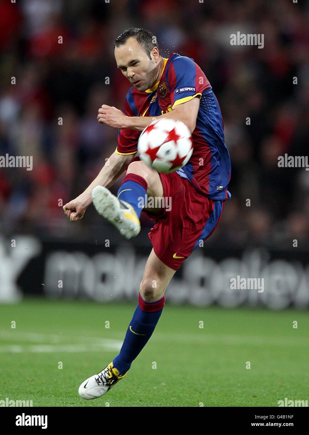 Soccer - UEFA Champions League - Final - Barcelona v Manchester United - Wembley Stadium. Andres Iniesta, Barcelona Stock Photo