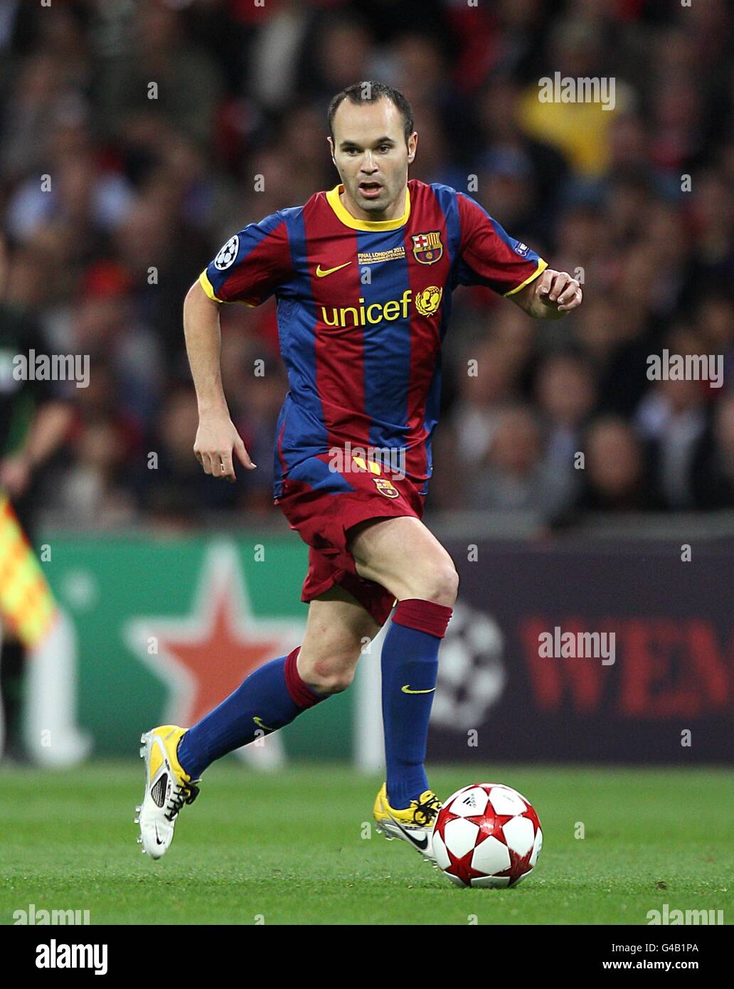 Soccer - UEFA Champions League - Final - Barcelona v Manchester United - Wembley Stadium. Andres Iniesta, Barcelona Stock Photo