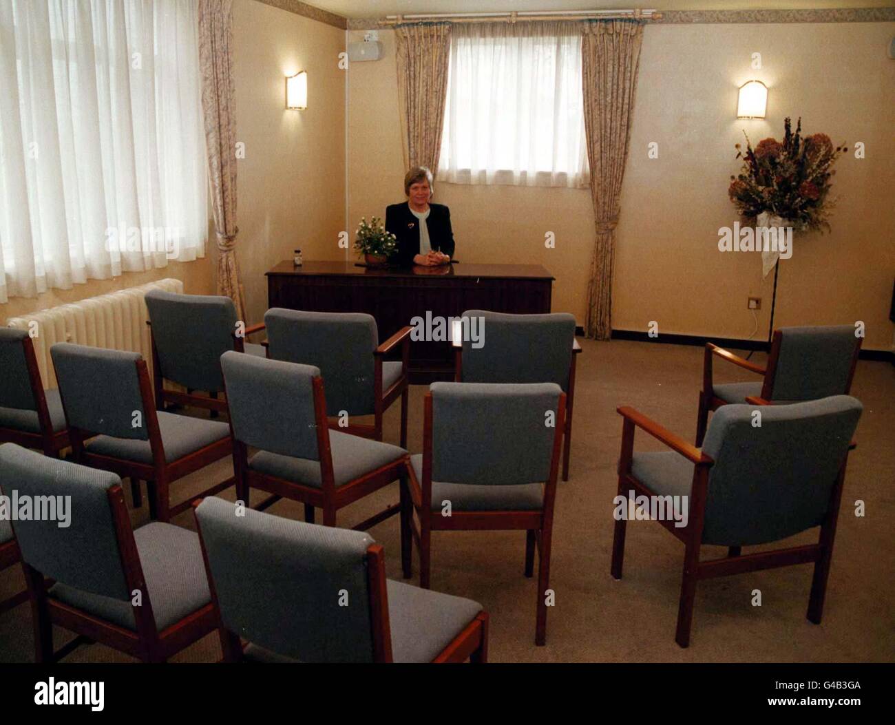 Registrar Wendy Young sits in the Marriage room at Tunbridge Wells register office in Kent where Foreign Secretary Robin Cook and his fiancee Gaynor Regan married this morning (Thursday). The couple, who had previously announced that they would be married on April 19, said that they brought forward the date because they wished it to be a private event free from media intrusion. See PA storY. Picture by Stefan Rousseau/PA Stock Photo