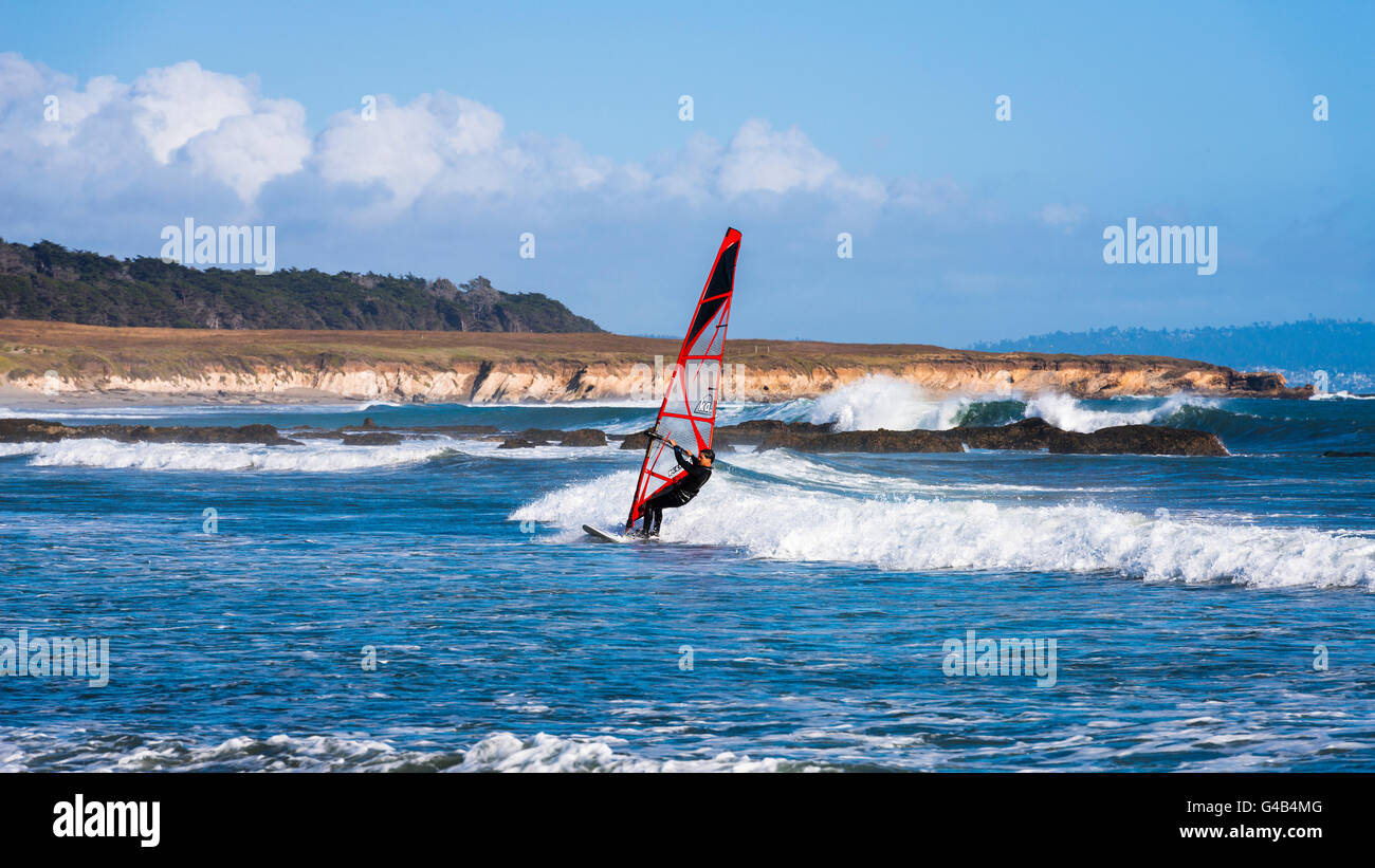 Windsurfing at San Simeon, California USA Stock Photo Alamy