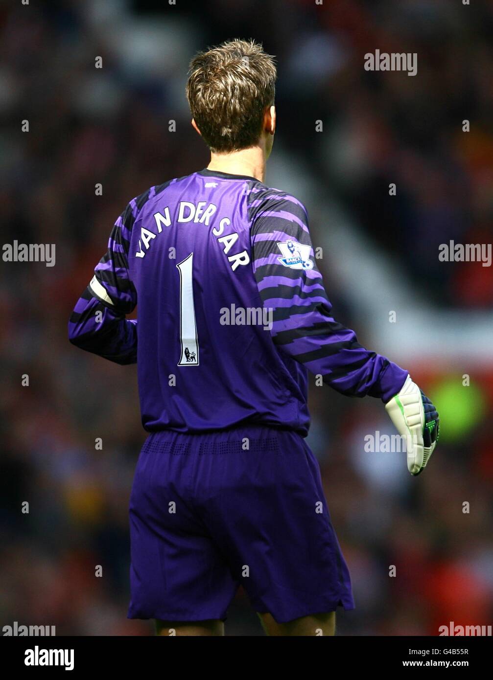 Manchester United goalkeeper Edwin Van der Sar during the match Stock ...