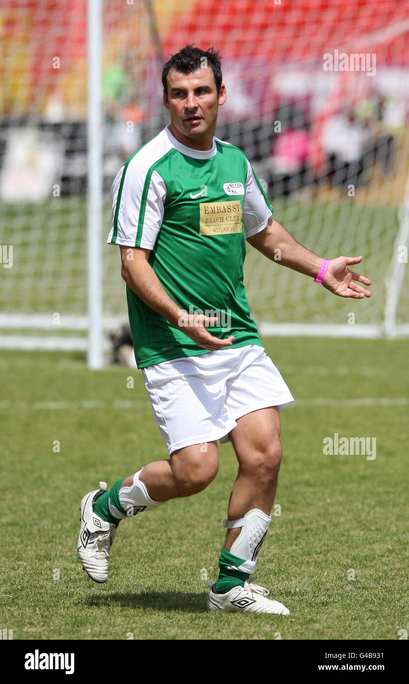 Joe Calzaghe takes part in the annual Celebrity Soccer Six event, at Charlton Athletic FC, in south east London. Stock Photo