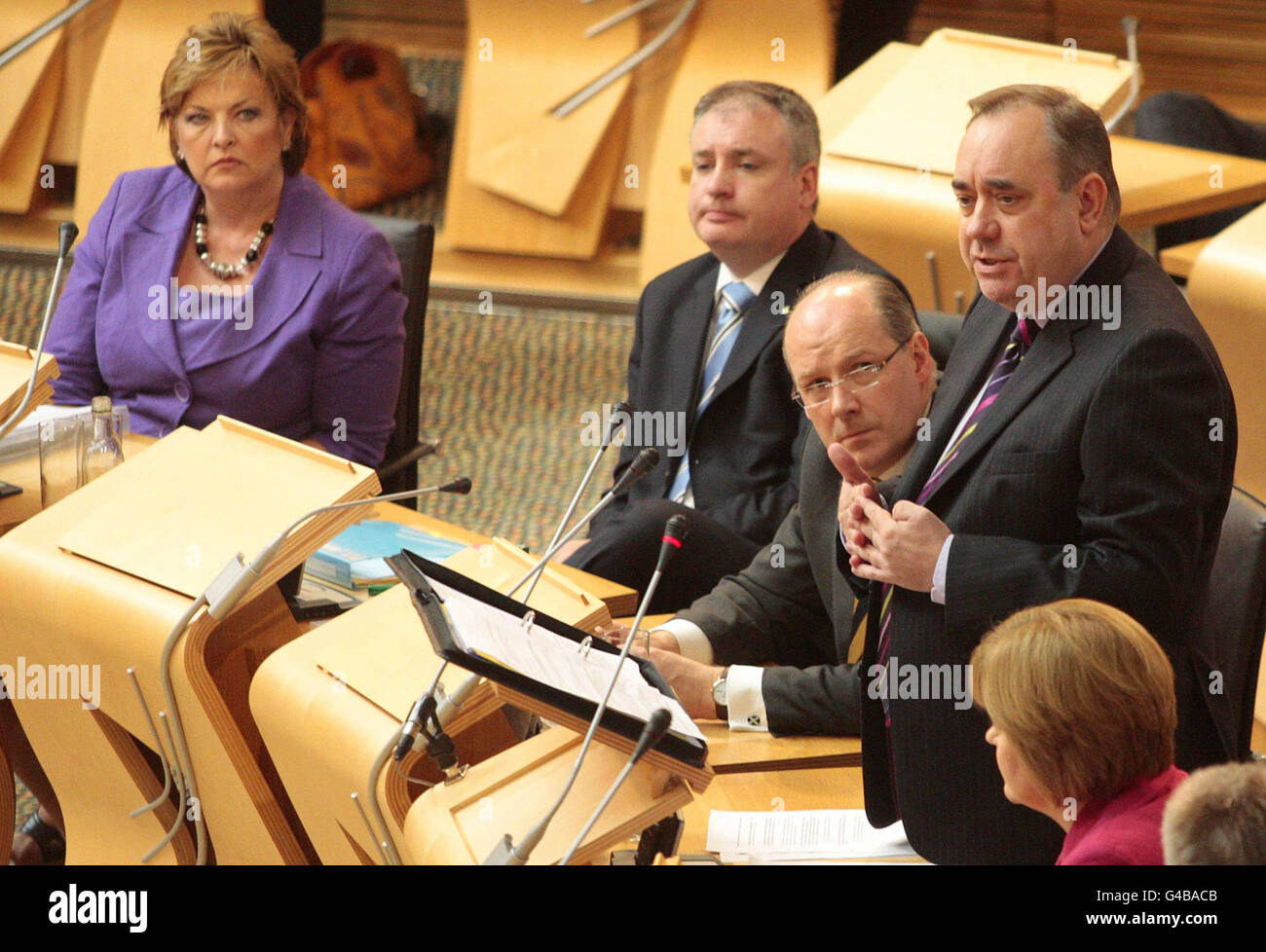 First Minister Alex Salmond during Question Time at Scottish Parliament, Edinburgh. Stock Photo