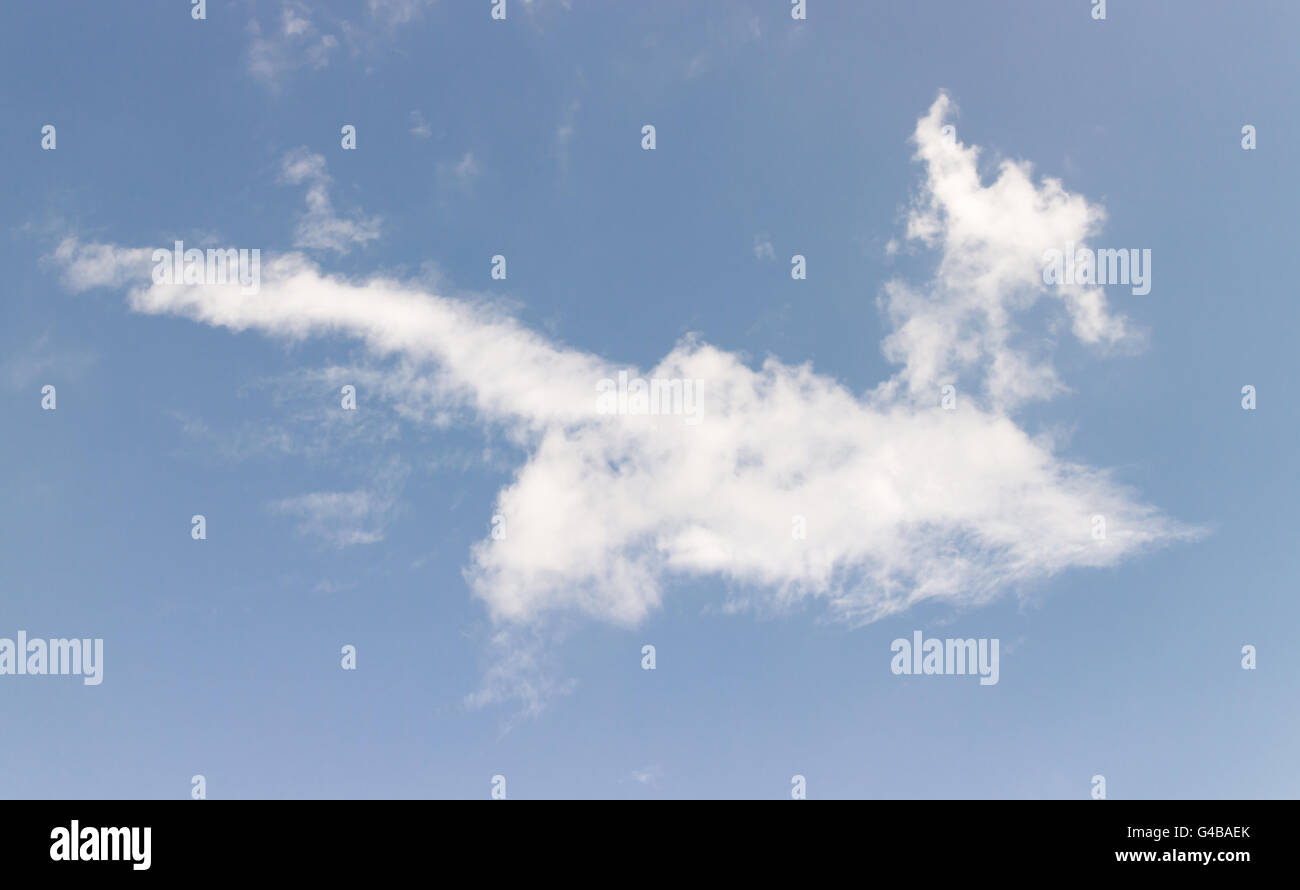 White cloud in the blue sky that looks like a cat Stock Photo