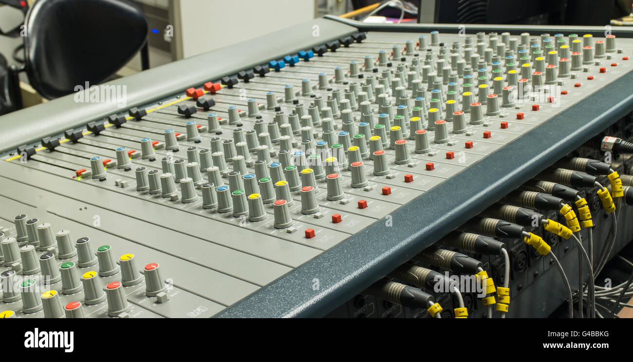 buttons equipment for sound mixer control Stock Photo