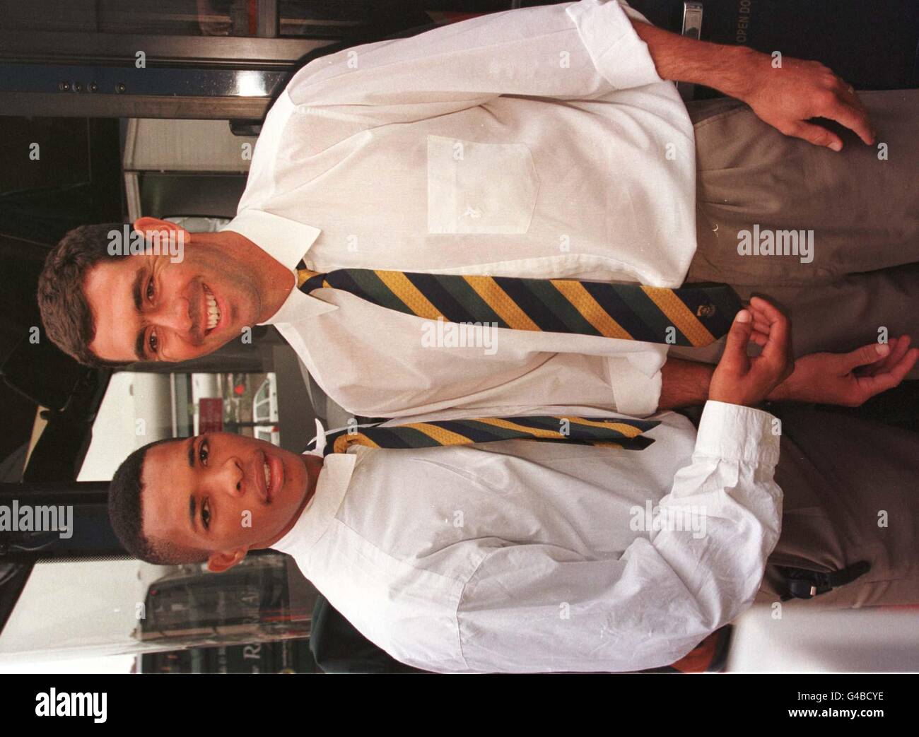 South african cricketers left makhaya ntini and captain hansie cronje