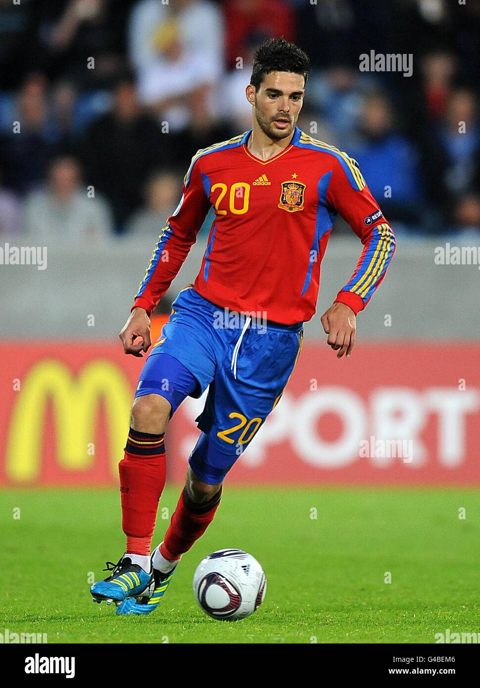 Soccer - UEFA European Under 21 Championship 2011 - Spain v England - Herning Stadium. Alberto Botia, Spain Stock Photo