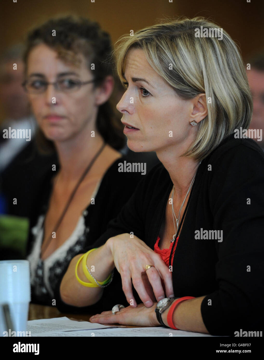 Kate McCann, mother of Madeleine McCann who went missing in 2007 in Portugal attends a parliamentary inquiry into missing persons along with Nicki Durban (left) mother of missing Luke Durbin, at the House of Commons in London. Stock Photo