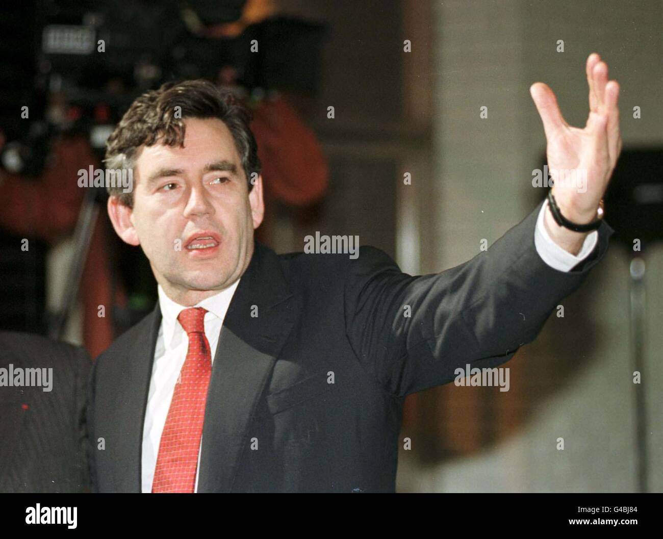 British Chancellor Gordon Brown gets demonstrative at tonights