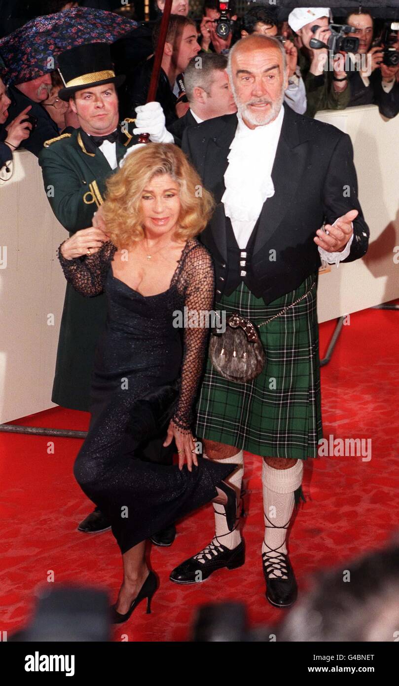 Scottish actor Sean Connery and his wife Louisa arrive for the BAFTA Award ceremony at London's Grosvenor House Hotel. Stock Photo