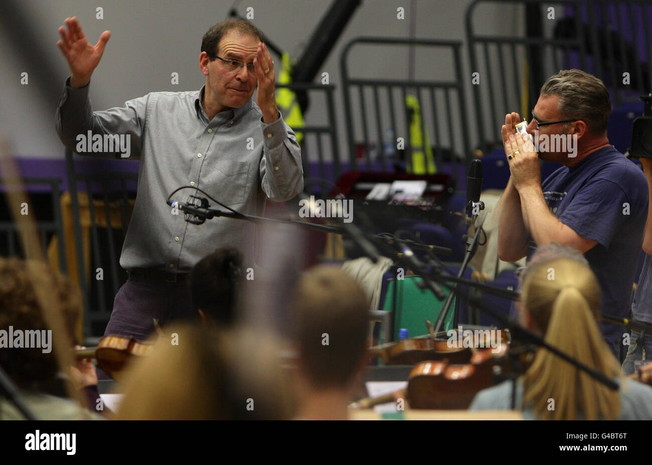 Members of the BBC Philharmonic Orchestra and film critic Mark Kermode