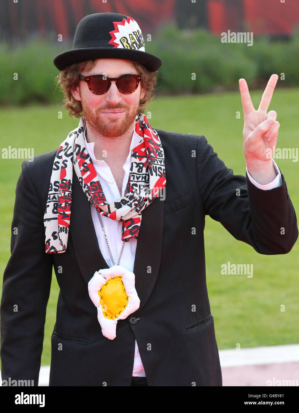 Designer and musician Philip Colbert arrives for The Scottish Fashion Awards being held at the Science Centre in Glasgow. Stock Photo