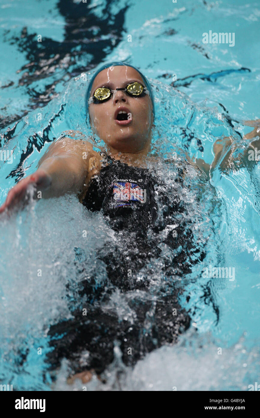 British swimmer Georgia Hohmann during the heats of Women Open 200m Backstroke during the ASA National Championships at Ponds Forge, Sheffield. Stock Photo
