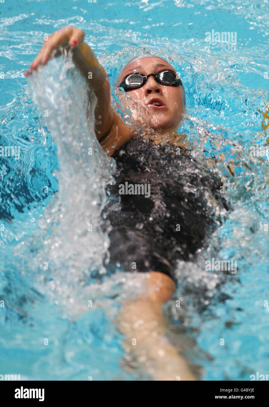 British swimmer Elizabeth Simmonds during the heats of Women Open 200m Backstroke during the ASA National Championships at Ponds Forge, Sheffield. Stock Photo