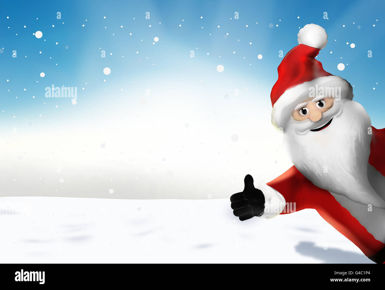 Christmas Santa Claus Thumbs Up 3D Render Cartoon Stock Photo - Alamy
