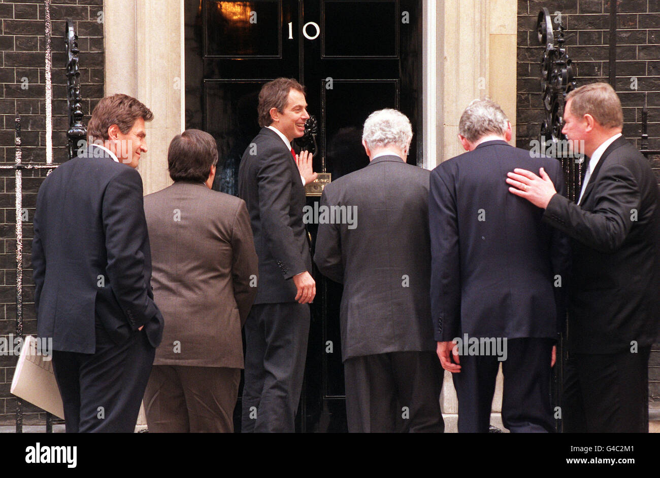 Prime Minister Tony Blair (3rd left) greets socialist Prime Ministers