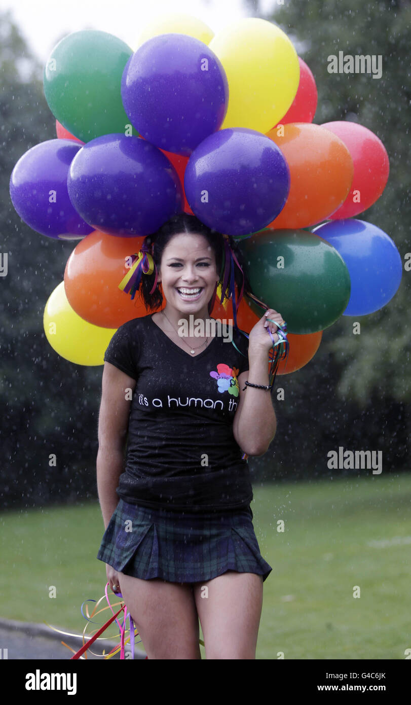 Model Michelle McGrath at the launch of the Dublin LGBTQ Pride Festival in Merrion Square in Dublin. Stock Photo