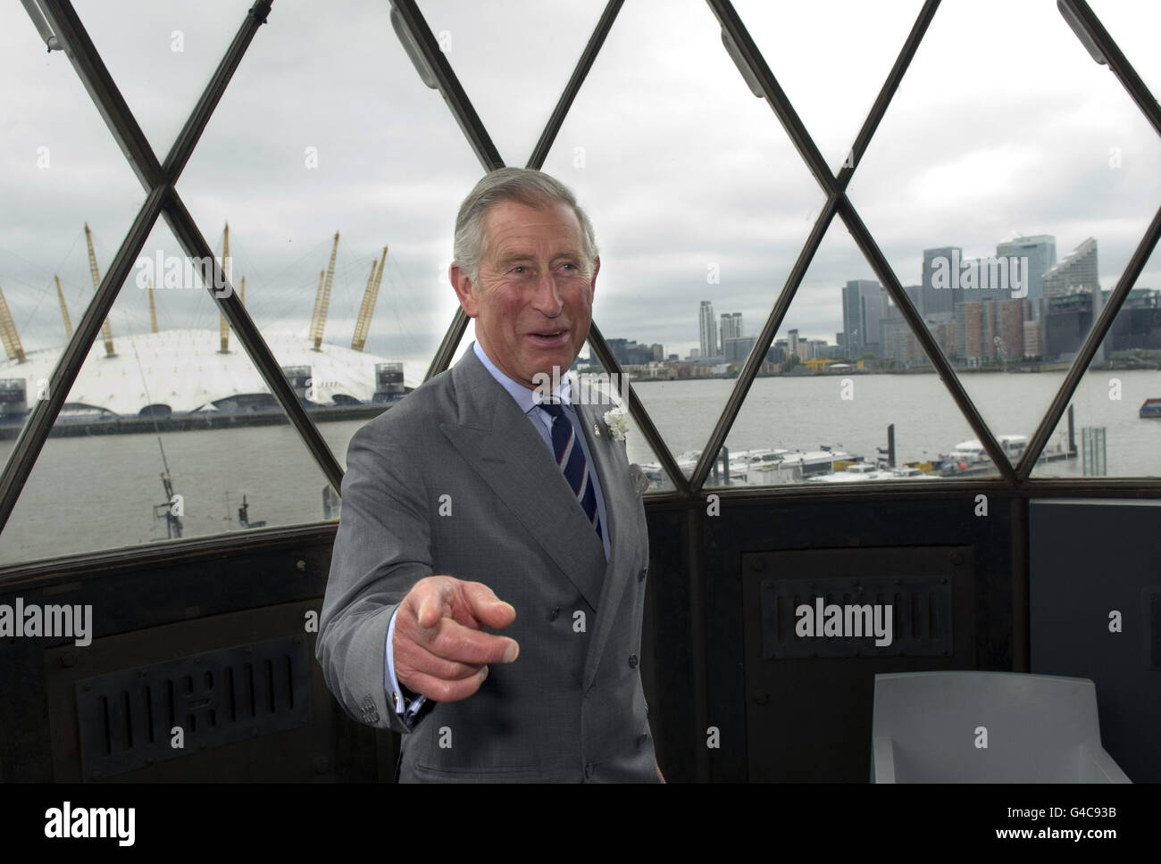 The Prince of Wales during his visit to Trinity Buoy Wharf, a centre for the arts and creative industries in east London. Stock Photo