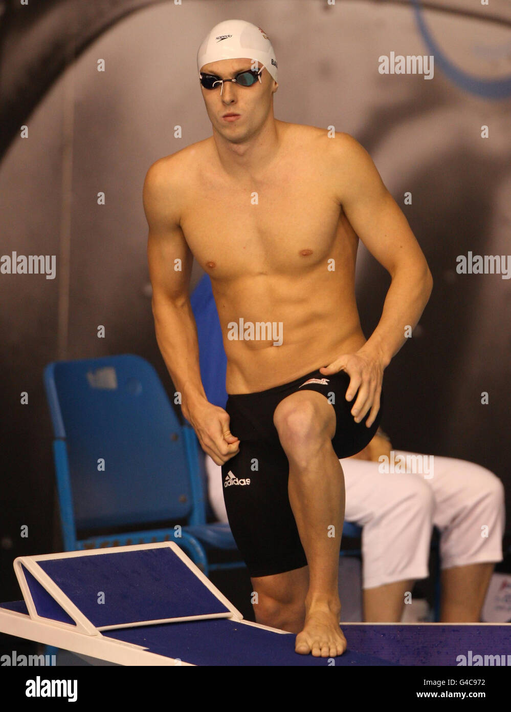 British swimmer Robert Bale before the start of the final of the Mens Open 200m Freestyle during the ASA National Championships at Ponds Forge, Sheffield. Stock Photo