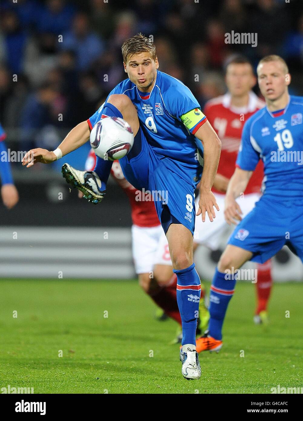 Soccer - UEFA European Under 21 Championship 2011 - Iceland v Denmark - Aalborg Stadion. Rurik Gislason, Iceland Stock Photo