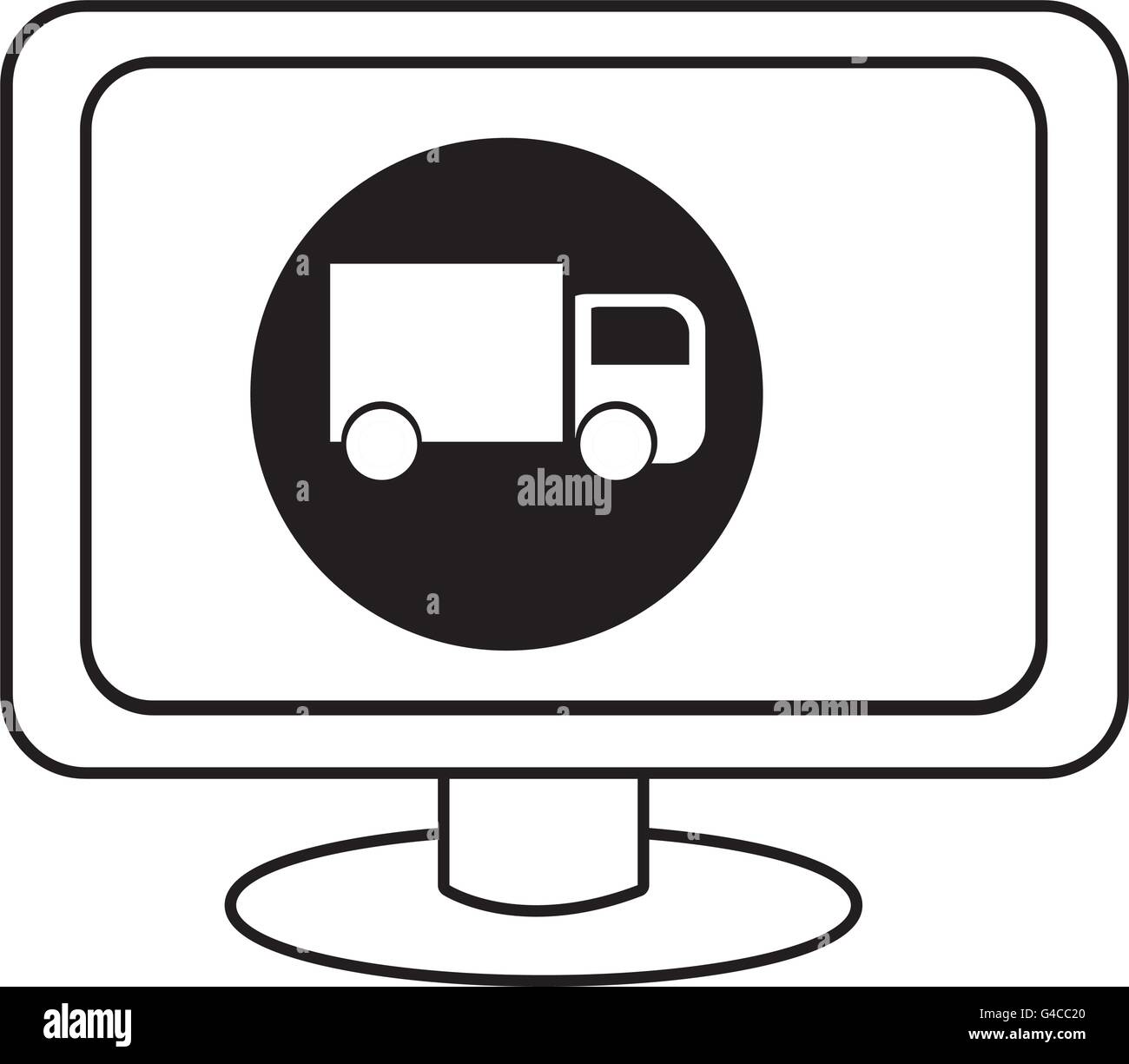 electronic device with commerce icon , vector graphic Stock Vector