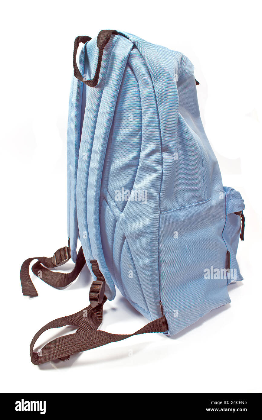 Blue backpack isolated Stock Photo