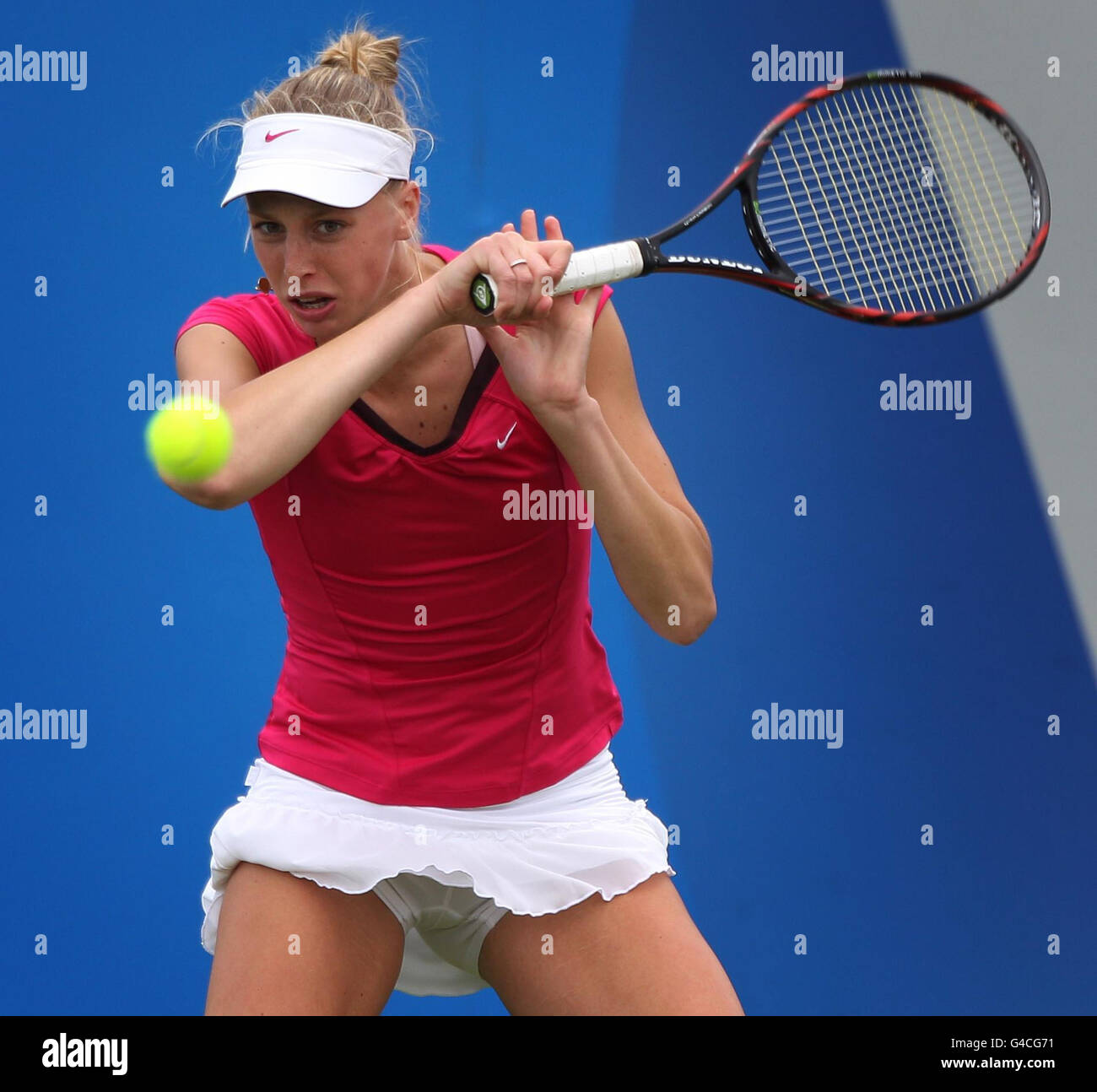Great Britain's Naomi Broady during her first round 3 sets win over France's Caroline Garcia during day two of the AEGON Classic at Edgbaston Priory Club, Birmingham. Stock Photo