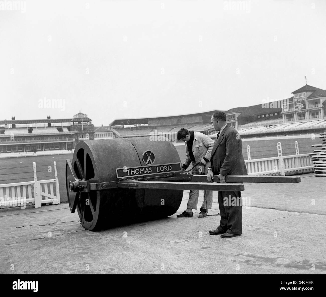 The 3 ton roller with the 'Thomas Lord' name plate mounted on it. Stock Photo