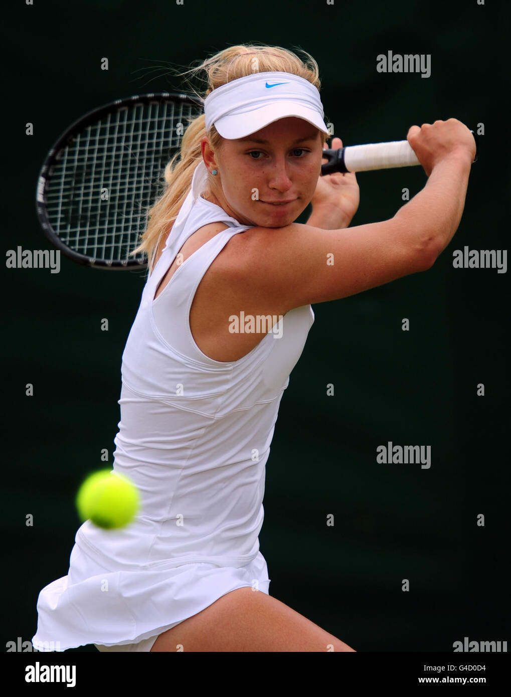 Russia’s Daria Gavrilova in action against Ukraine’s Kateryna Kozlova