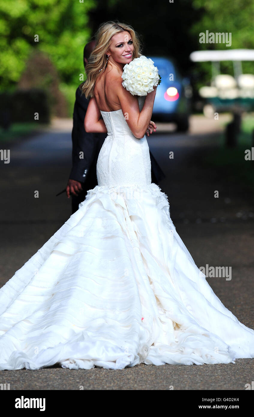 Model Abbey Clancy in the grounds of Stapleford Park in Leicester following her wedding to footballer Peter Crouch. Stock Photo