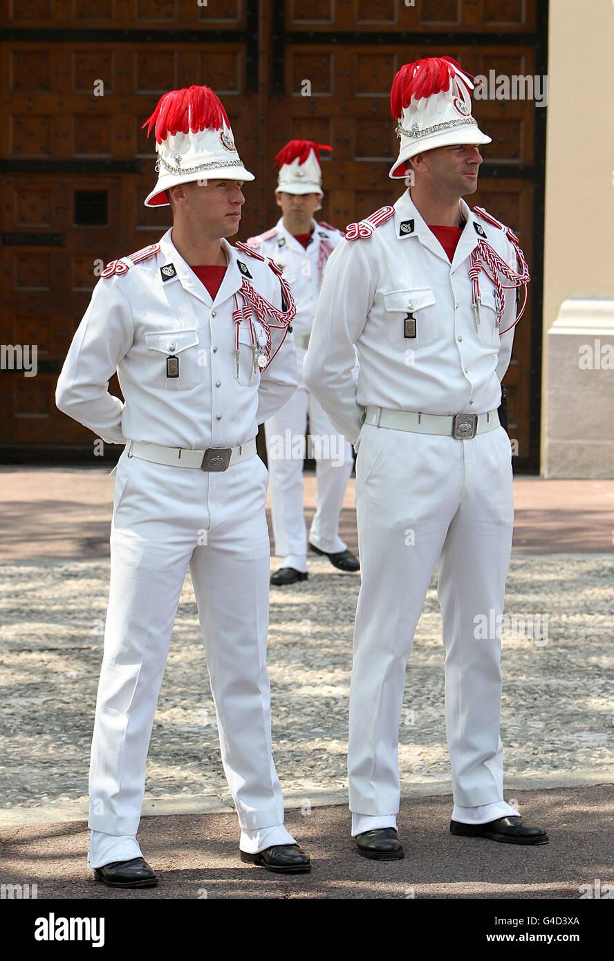 Carabiniers stand guard at the wedding of Prince Albert II of Monaco ...