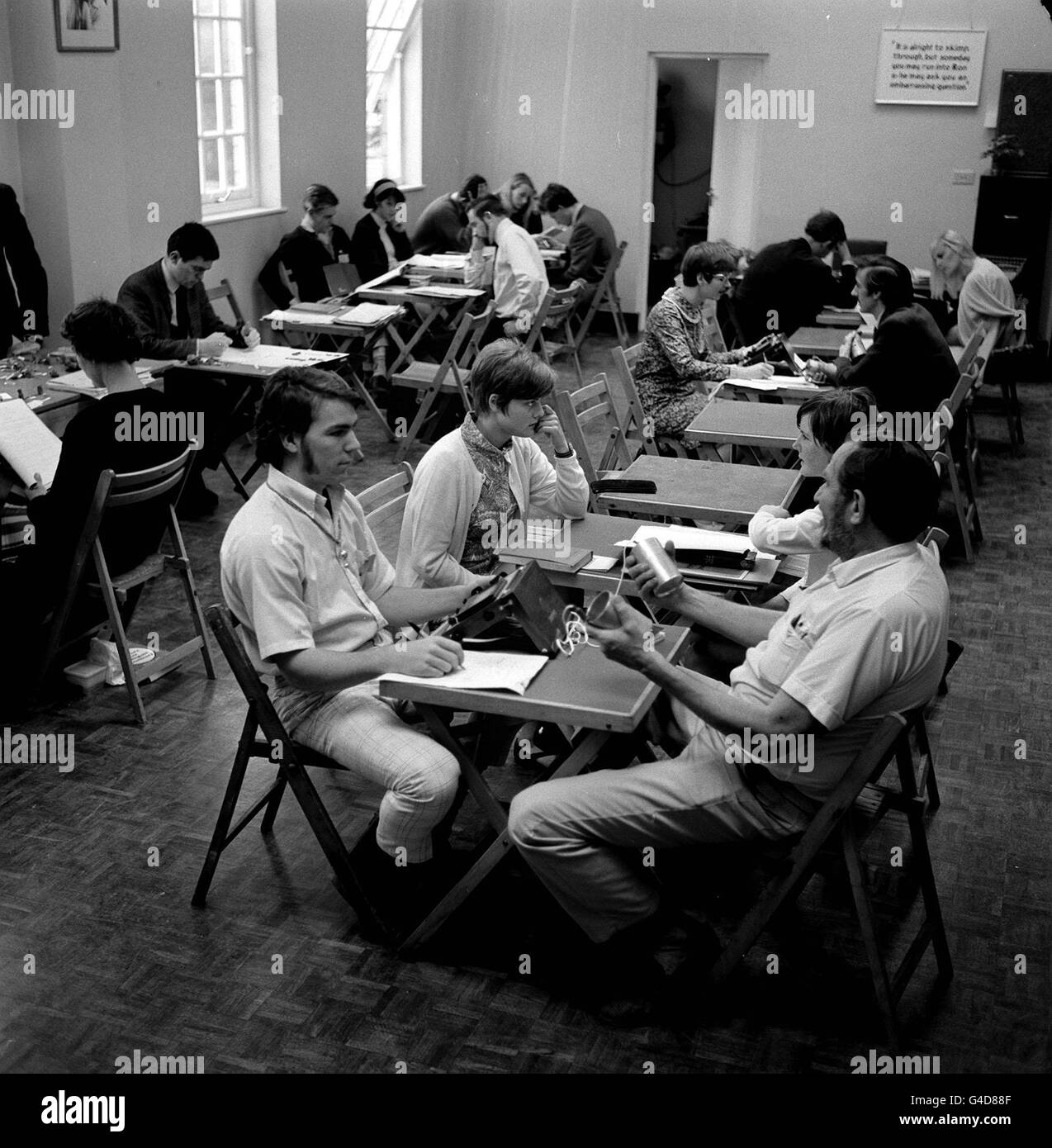 PA NEWS PHOTO 31/8/68  STUDENTS OF THE SCIENTOLOGY CULT DURING A CLASS SESSION AT THEIR HEADQUARTERS AT SAINT HILL MANOR, EAST GRINSTEAD, SUSSEX Stock Photo