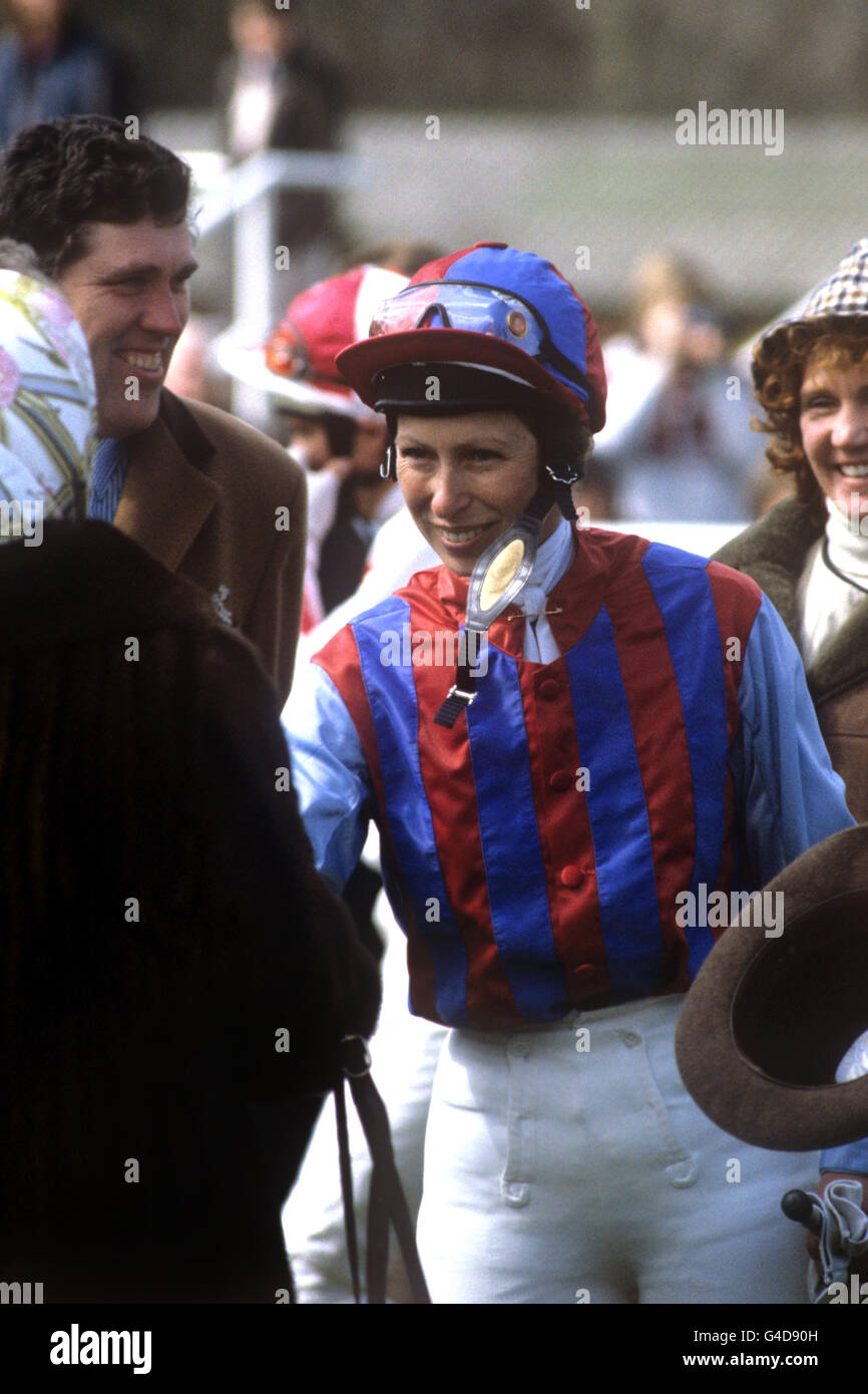 Princess Anne in the paddock before mounting 'Against the Grain', as ...