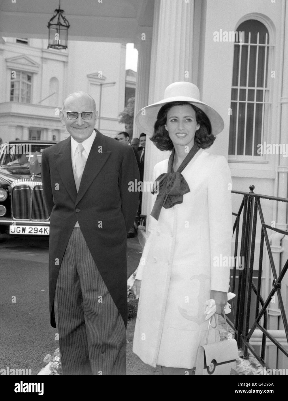 Portuguese Prime Minister Marcello Caetano, and his daughter Ana Maria, leaving the Portuguese Embassy in Belgrave Square, London Stock Photo