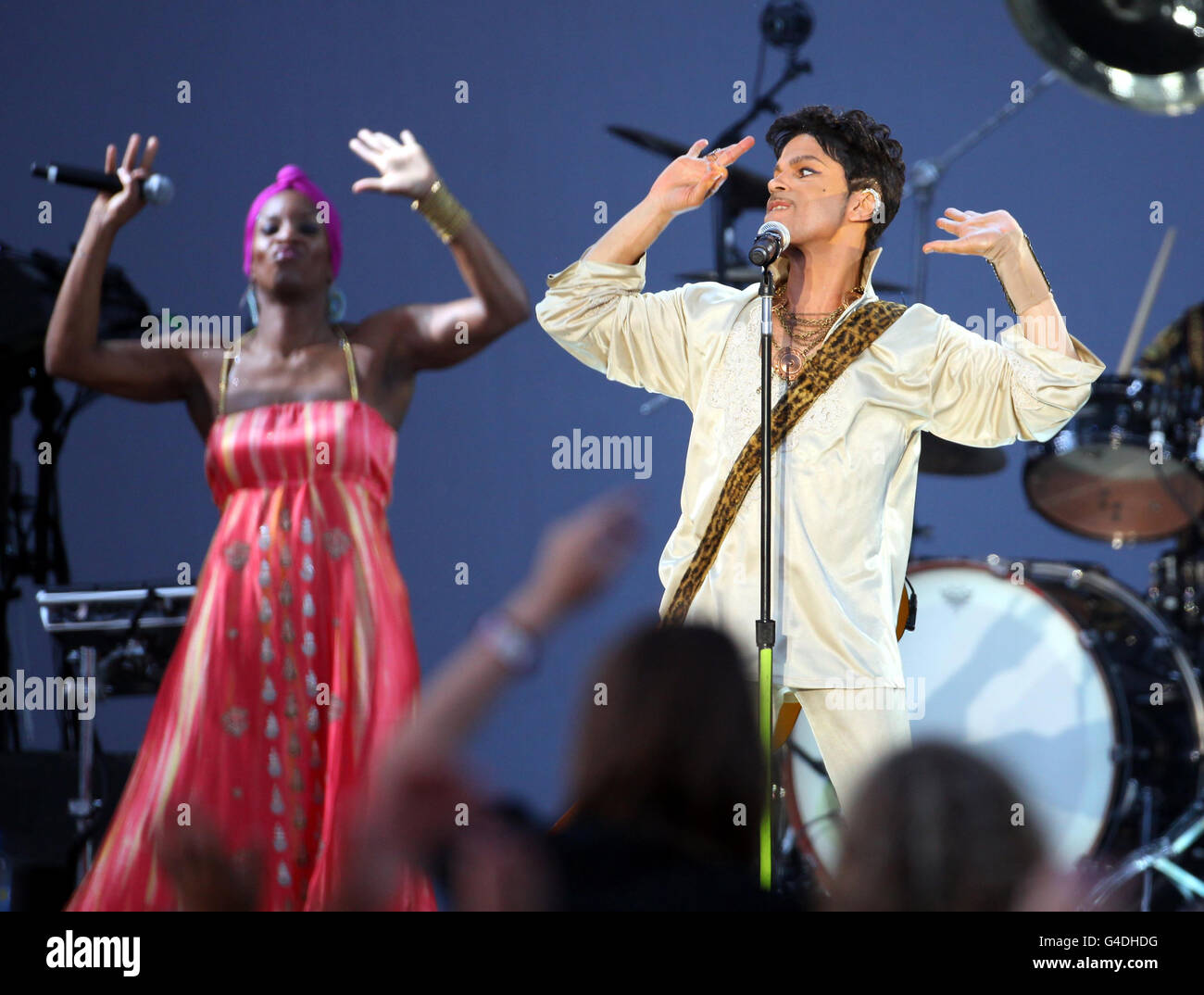 Prince performs on the main stage at the Hop Farm Festival near Tonbridge, Kent. Stock Photo