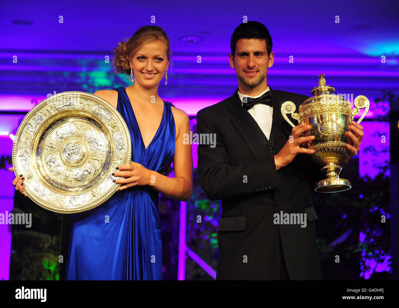 Serbia's Novak Djokovic (right) and Czech Republic's Petra Kvitova with