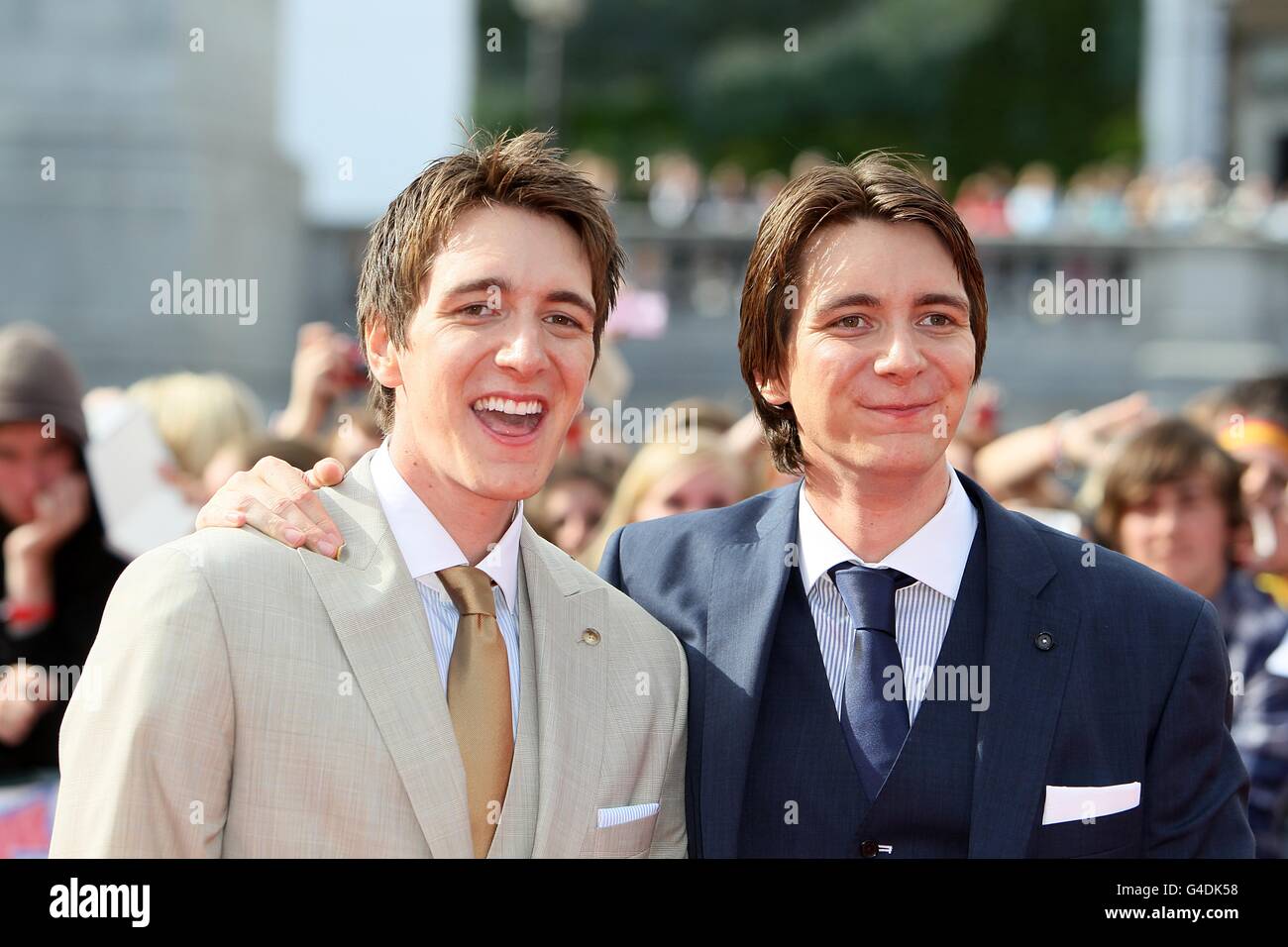 Oliver and James Phelps arriving for the world premiere of Harry Potter And The Deathly Hallows: Part 2. Stock Photo