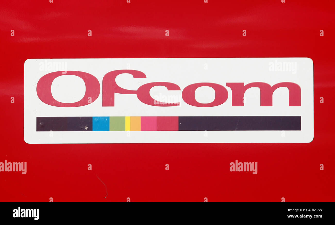 General view of an Ofcom logo on the side of a van.. General view of an Ofcom logo on the side of a van. Stock Photo