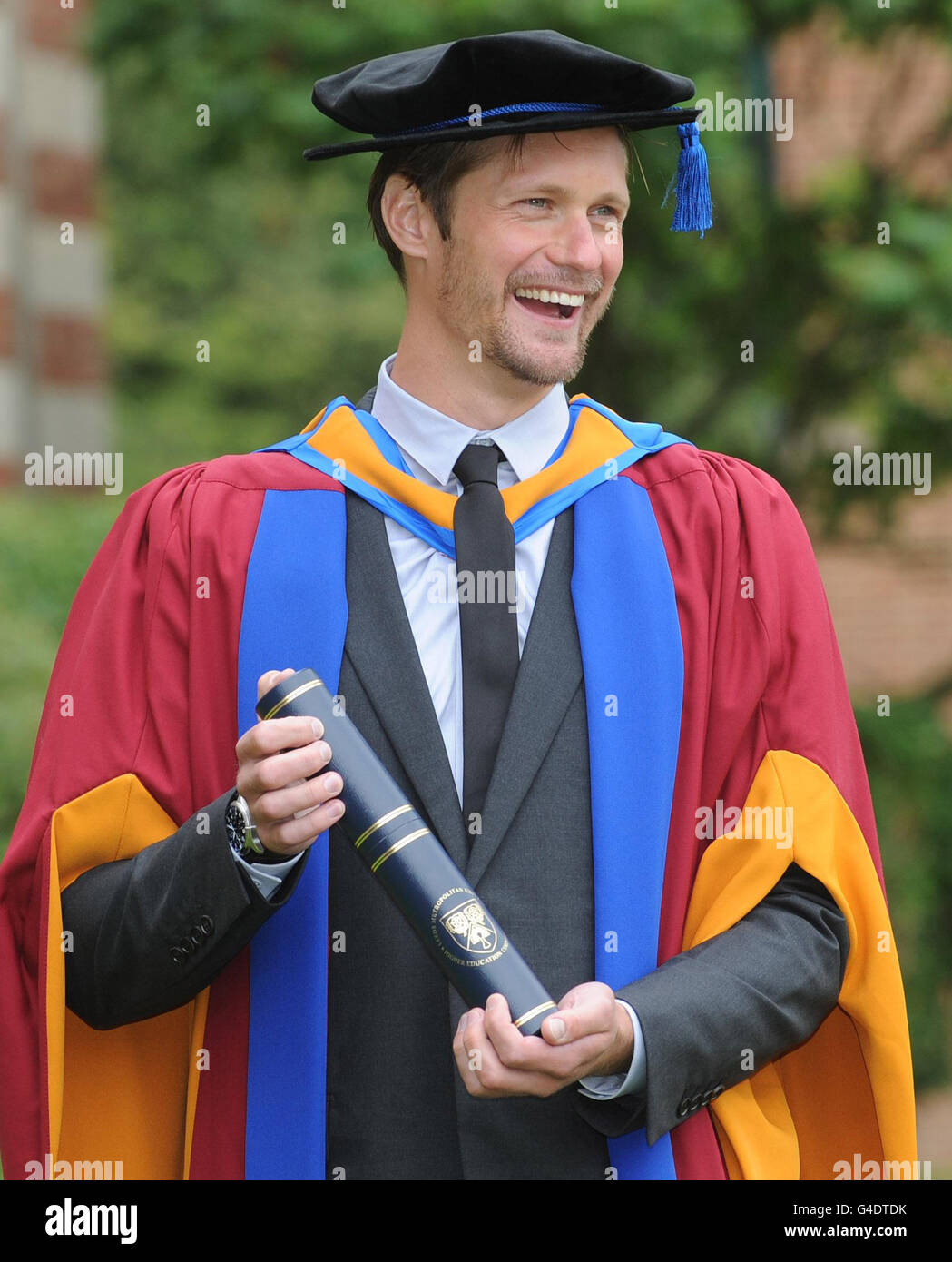 True Blood actor Alexander Skarsgard receives an honorary doctorate at Leeds Metropolitan University. Stock Photo