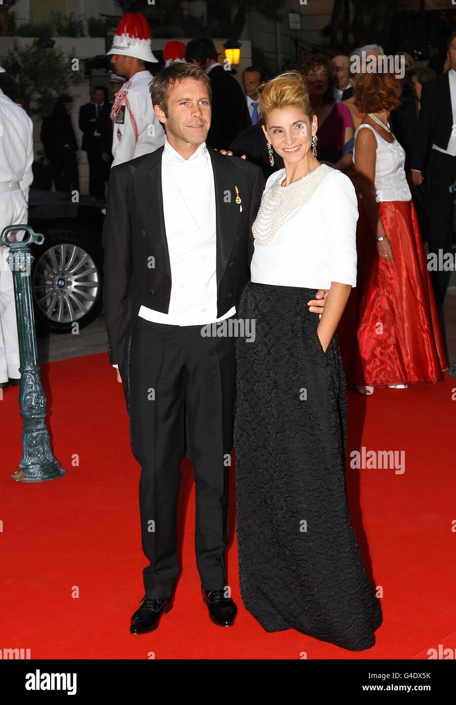 Emanuele Filiberto of Savoia and Princess Clotilde arriving for the official dinner for Prince Albert II of Monaco and Charlene Wittstock at the Monte Carlo Opera House. Stock Photo