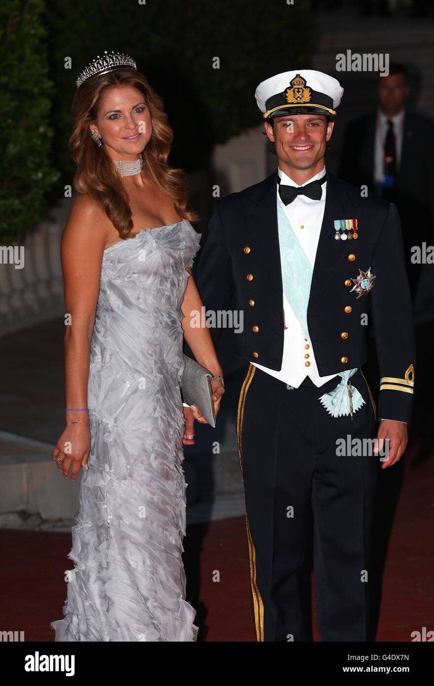 Princess Madeleine of Sweden and Prince Carl Philip of Sweden arriving for the official dinner for Prince Albert II of Monaco and Charlene Wittstock at the Monte Carlo Opera House. Stock Photo