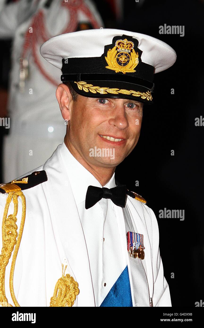 Prince Edward, Earl of Wessex arriving for the official dinner for Prince Albert II of Monaco and Charlene Wittstock at the Monte Carlo Opera House. Stock Photo