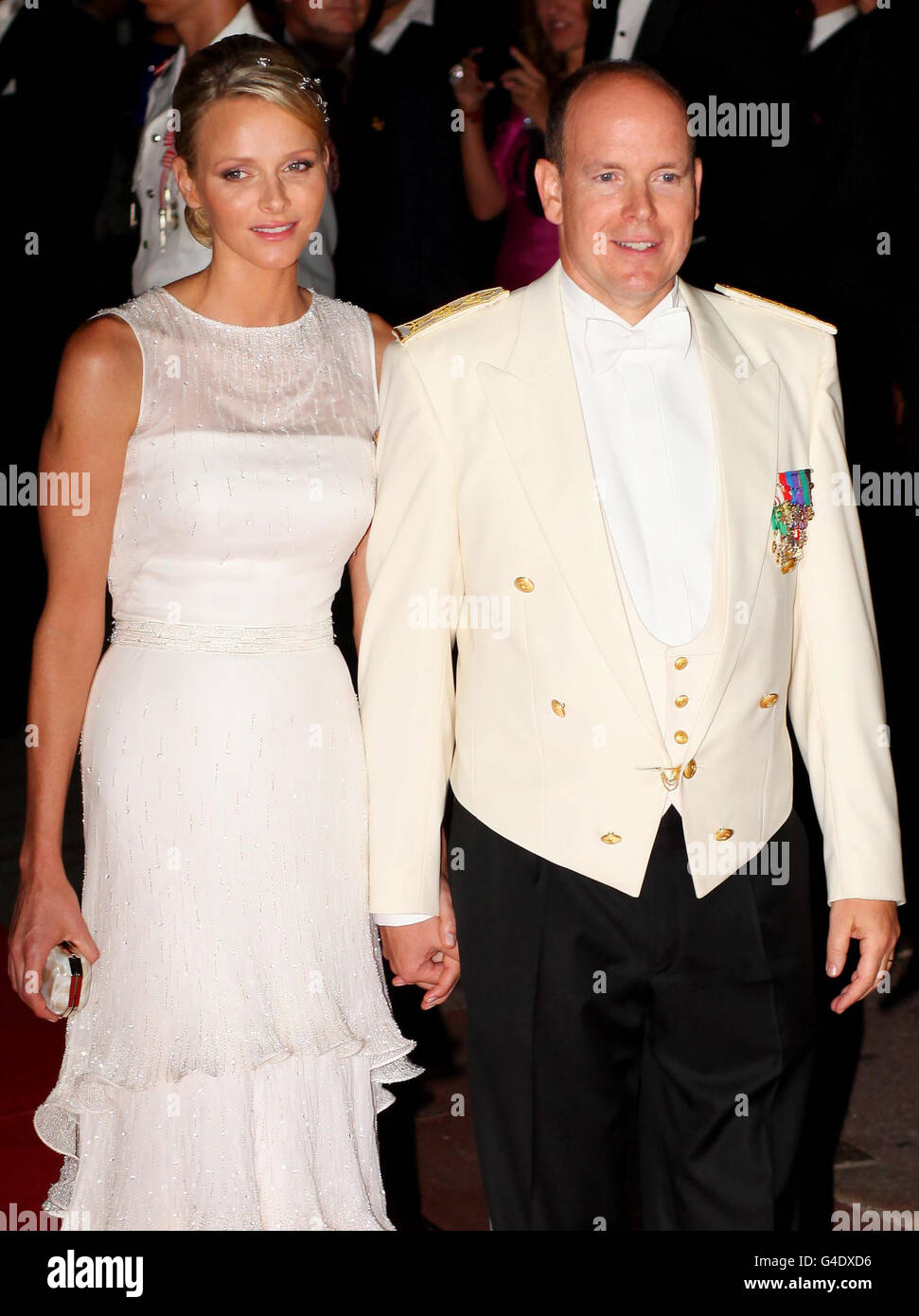 Charlene Princess Of Monaco And Albert Ii Prince Of Monaco Arriving For Their Official Dinner At The Monte Carlo Opera House Stock Photo Alamy