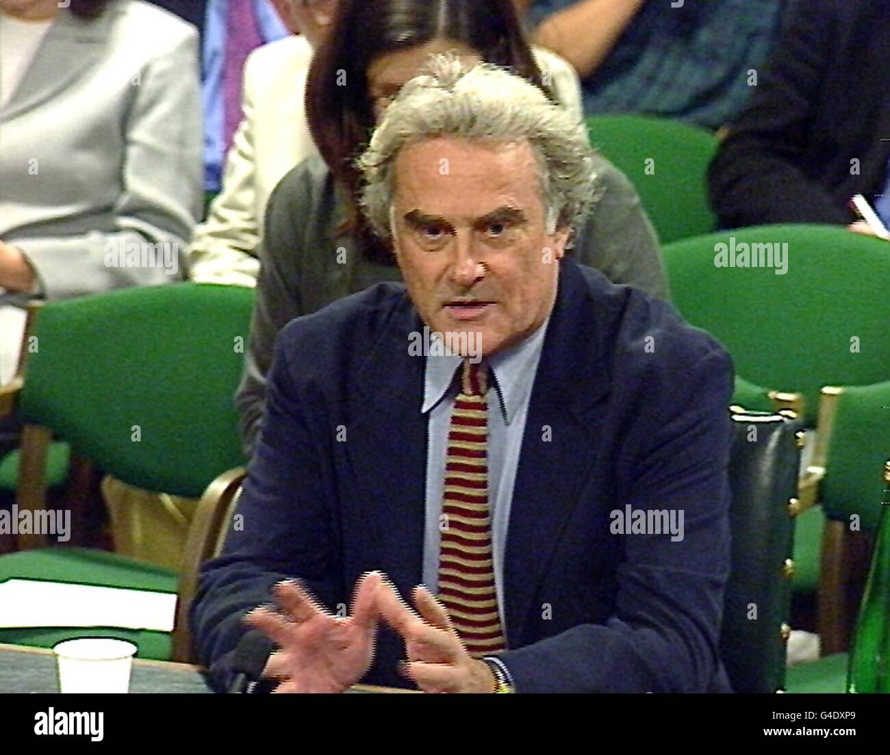 Sir Richard Eyre gives evidence to Culture Select Committee on the subject of the Eyre Review and the Royal Opera House today (Thursday) at the House of Commons, London. Stock Photo