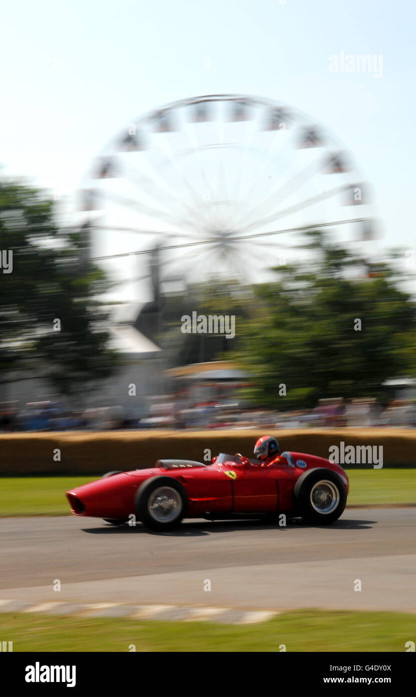 A historic F1 car takes part in the hill climb event at the Goodwood Festival of Speed in Chichester, West Sussex. Stock Photo